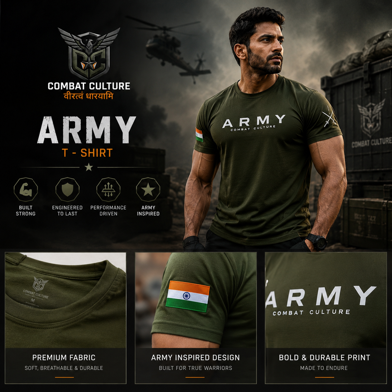 Combat Culture Army Performance T-Shirt – Olive Green